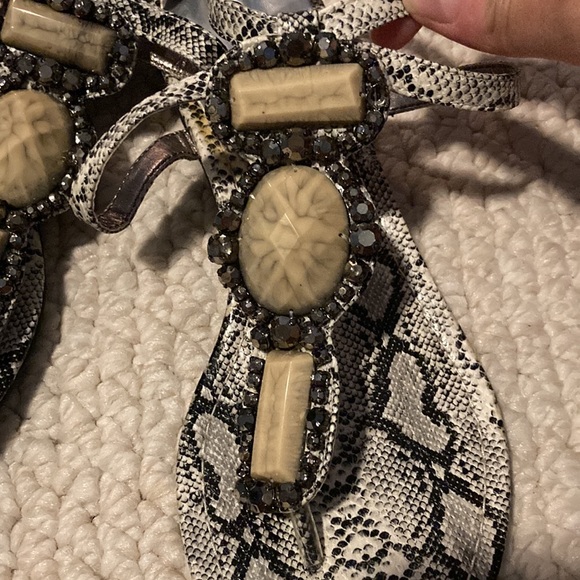 Snake Skin Bedazzled Sandals - Picture 2 of 5